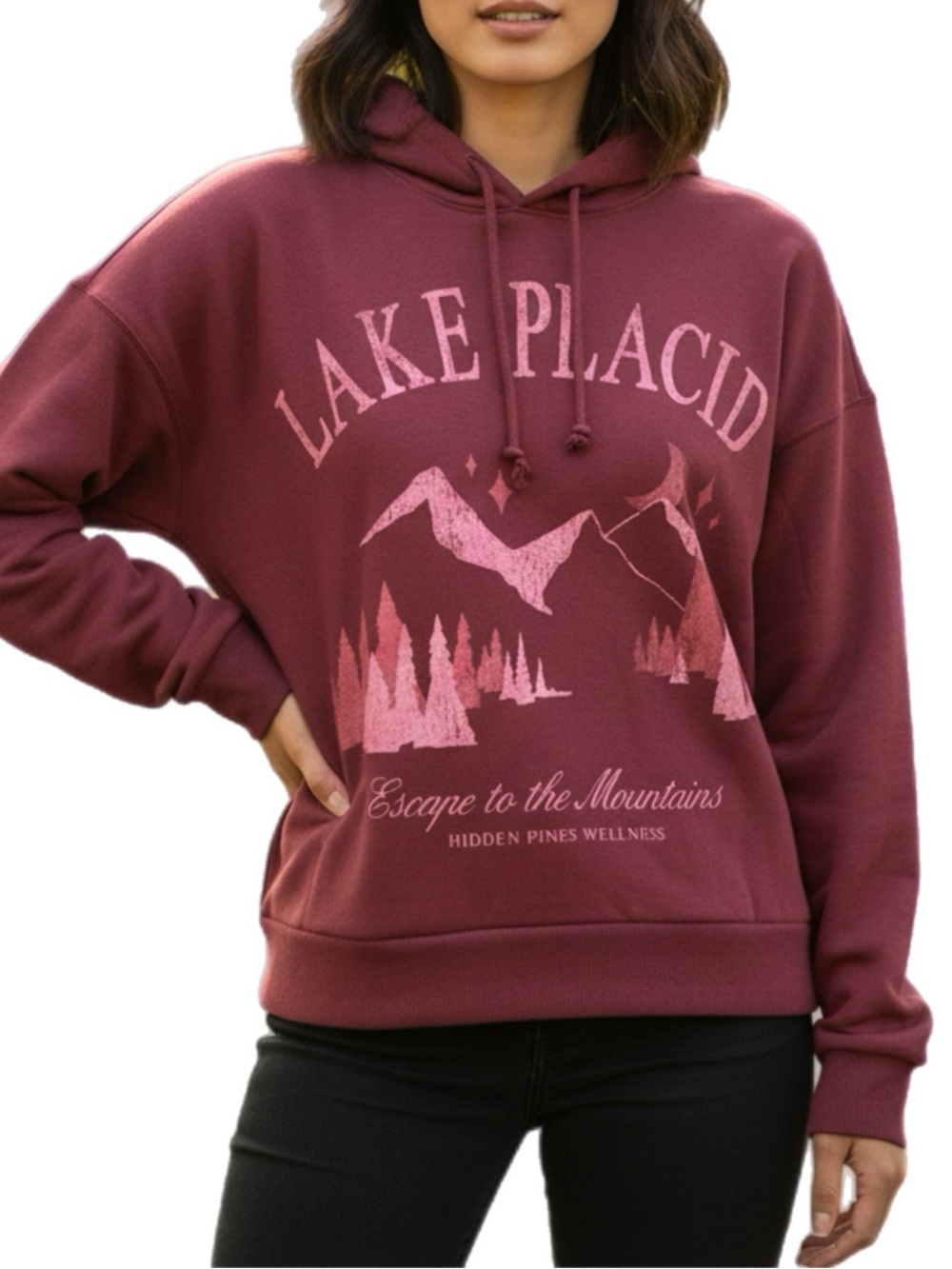Arizona Jean Co. | Burgundy Hoodie Lake Placid White graphic Print